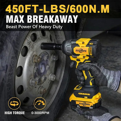 20V Cordless High-Torque Impact Wrench - 450N, 3000 RPM, Brushless Motor, 450 Lb. Tool Only (Battery Not Included) for Heavy Machinery and Automotive Repair
