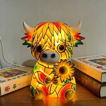 Creative Highland Cow LED Night Light, Ambient Night Lamp, Home Cartoon Animal Resin Figurine, Cute Decorative Lamp for Kids' Room & Living Area, Table Bedside Lamp, USB Powered Lamp