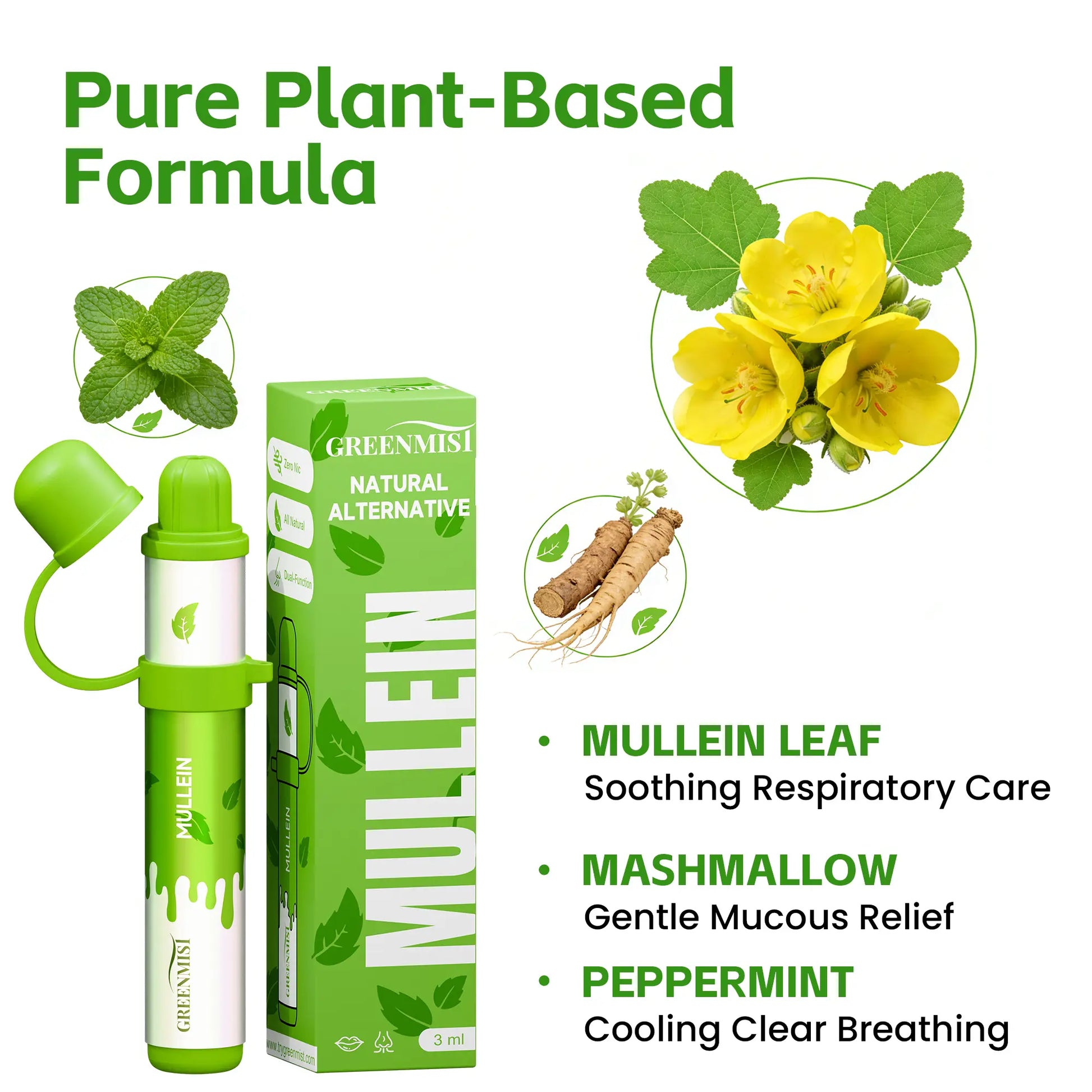 Greenmist Nasal Inhaler Stick - Portable Essential Oil Aromatherapy