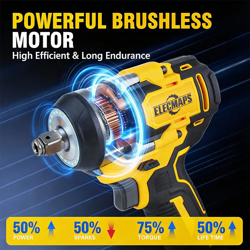 20V Cordless High-Torque Impact Wrench - 450N, 3000 RPM, Brushless Motor, 450 Lb. Tool Only (Battery Not Included) for Heavy Machinery and Automotive Repair