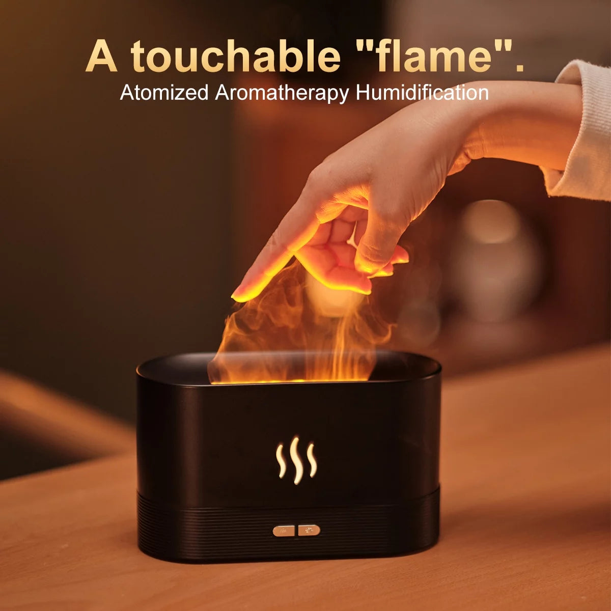Ultrasonic Cool Mist Humidifier with 7-Color Flame Lights and Essential Oil Diffuser for Room, White
