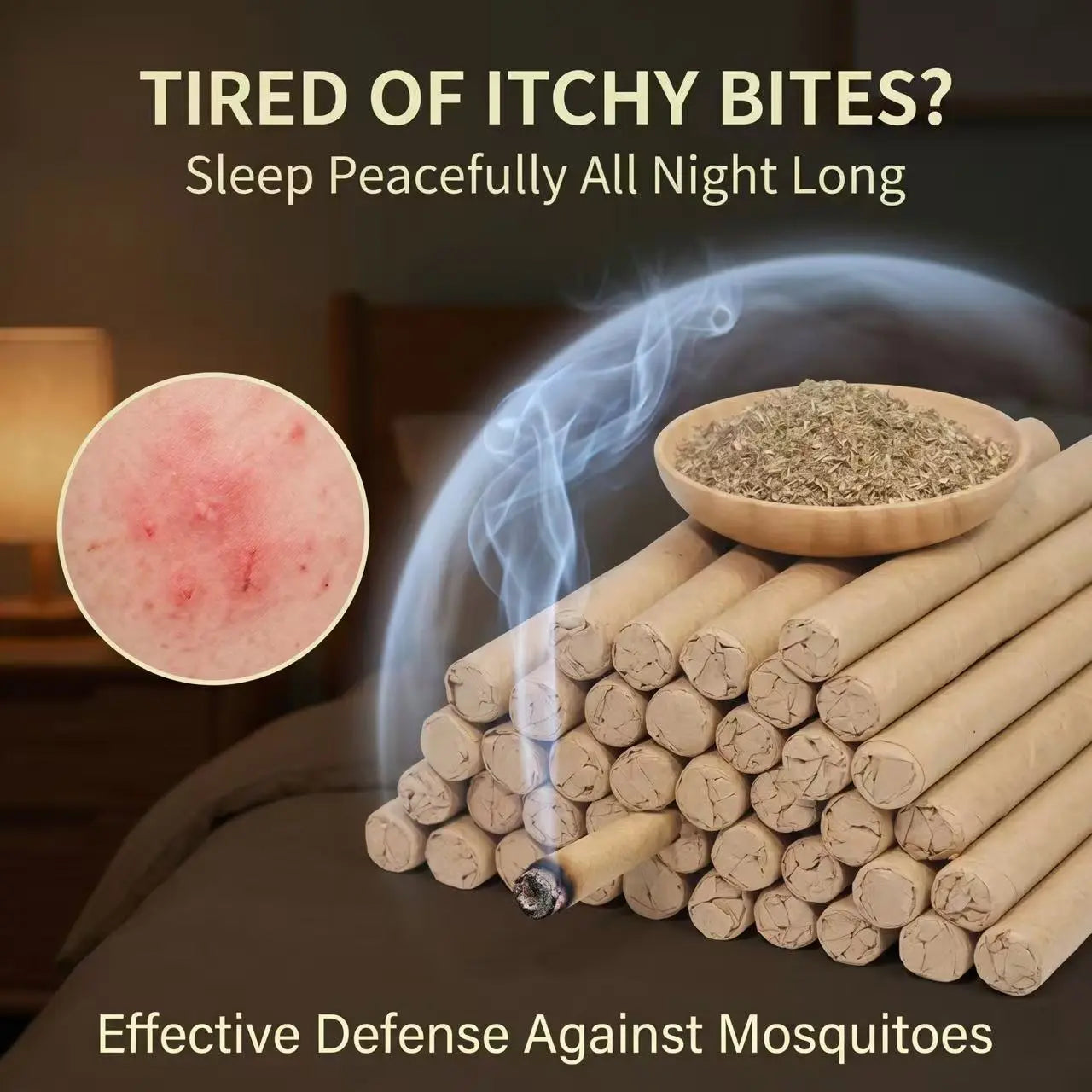 Natural Defense Organic Mugwort & Gastrodia Aromatherapy Sticks - Non-Toxic Mosquito Repellent and Sleep Aid (10/20/30-Pack)