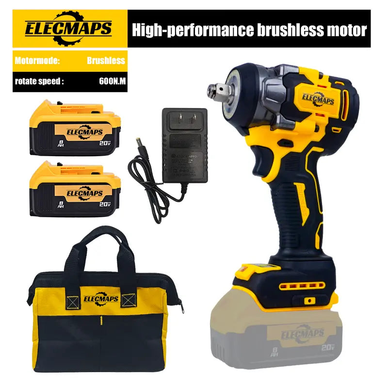 20V Cordless High-Torque Impact Wrench - 450N, 3000 RPM, Brushless Motor, 450 Lb. Tool Only (Battery Not Included) for Heavy Machinery and Automotive Repair