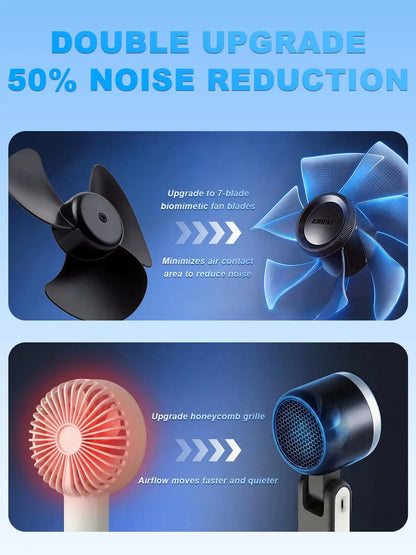 Portable Handheld Turbo Fan, 5 Gear Wind, Battery Operated, up to 13 Working Hours Rechargeable Fan, 3 in 1 Hand Fans with Air Turbo Tech Cooling Fan for for Travel, Beach, Outdoor