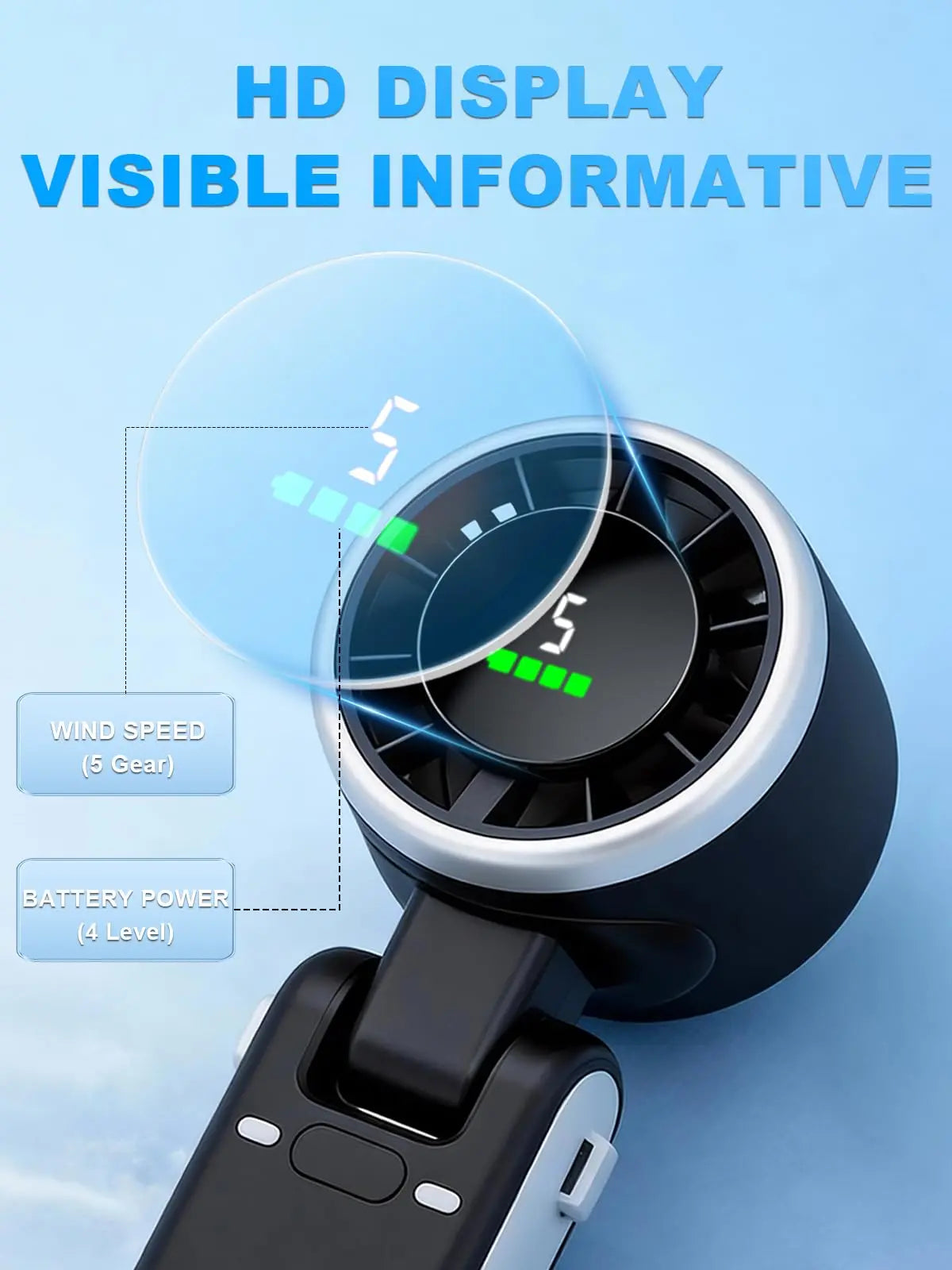 Portable Handheld Turbo Fan, 5 Gear Wind, Battery Operated, up to 13 Working Hours Rechargeable Fan, 3 in 1 Hand Fans with Air Turbo Tech Cooling Fan for for Travel, Beach, Outdoor