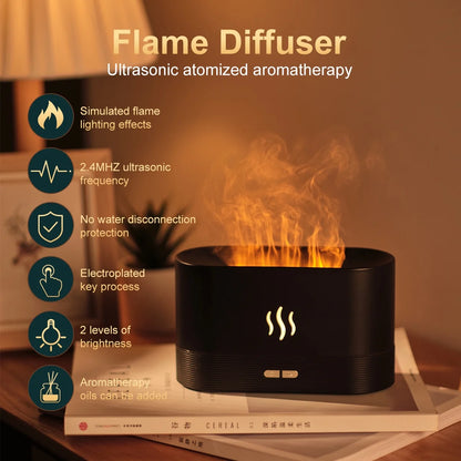 Ultrasonic Cool Mist Humidifier with 7-Color Flame Lights and Essential Oil Diffuser for Room, White